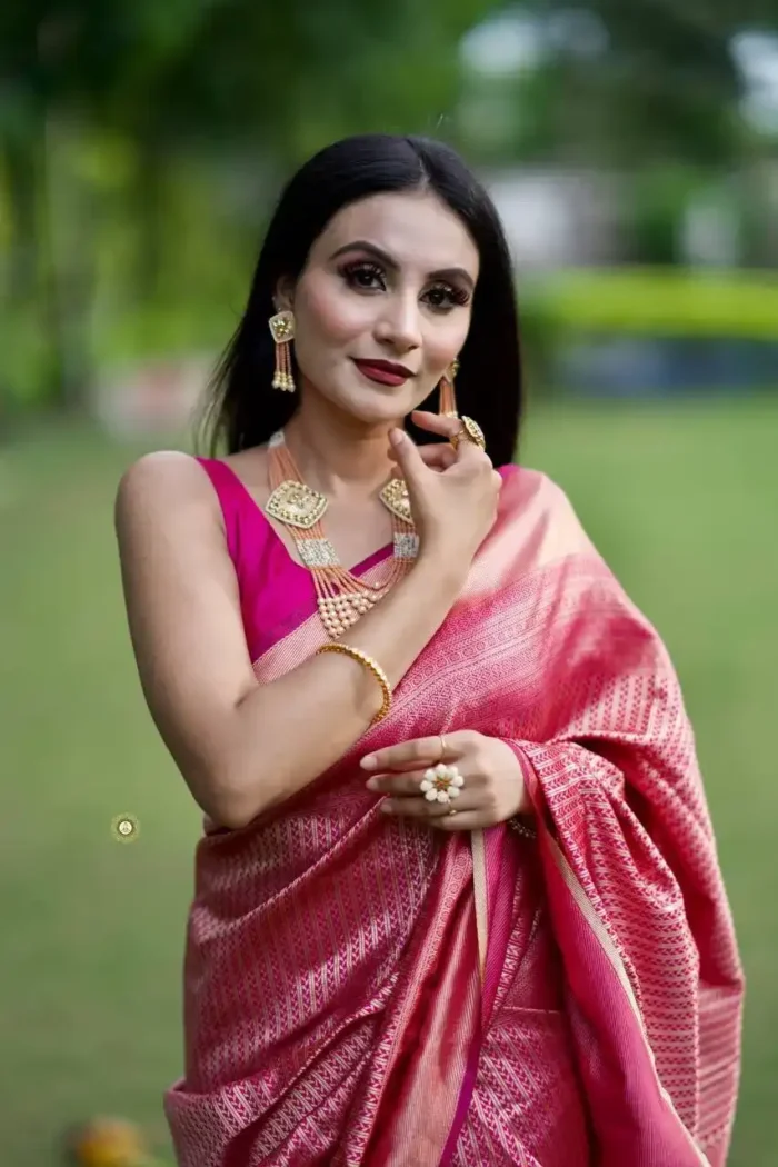 Beautiful Soft Lichi Silk Designer Saree