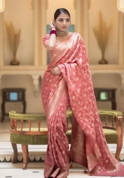 Beautiful Zari Work Banarasi Silk Saree for Wedding