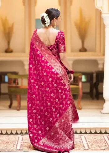 Beautiful Zari Work Banarasi Silk Saree for Wedding
