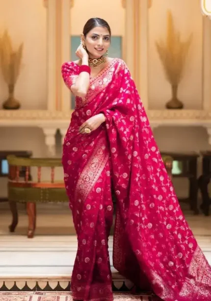 Beautiful Zari Work Banarasi Silk Saree for Wedding