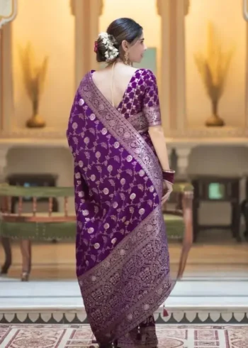 Beautiful Zari Work Banarasi Silk Saree for Wedding