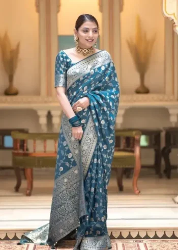 Beautiful Zari Work Banarasi Silk Saree for Wedding