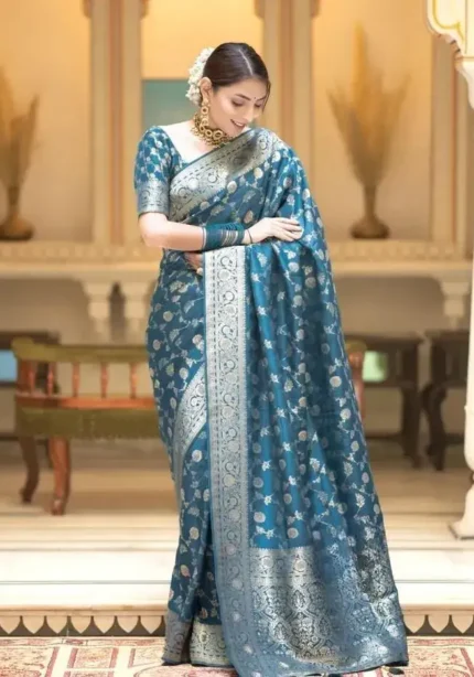 Beautiful Zari Work Banarasi Silk Saree for Wedding