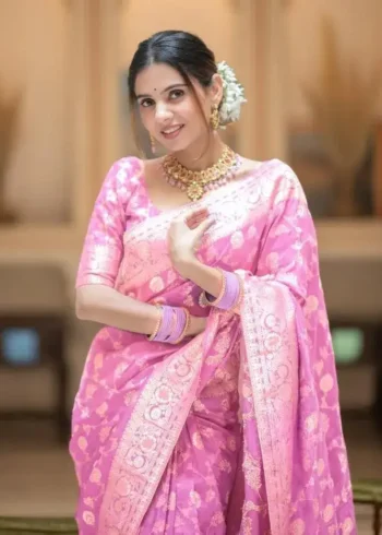 Beautiful Zari Work Banarasi Silk Saree for Wedding