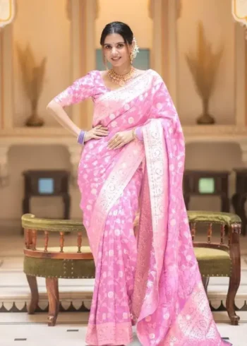 Beautiful Zari Work Banarasi Silk Saree for Wedding