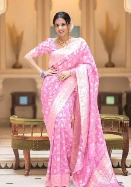 Beautiful Zari Work Banarasi Silk Saree for Wedding