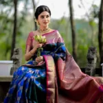 Blue Colour Zari Work Banarasi Silk Saree