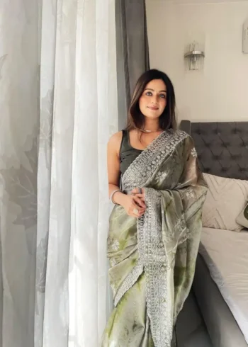 Burberry Sprey print Sequins Work Designer Party Saree