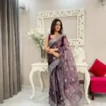 Burberry Sprey print Sequins Work Designer Party Saree