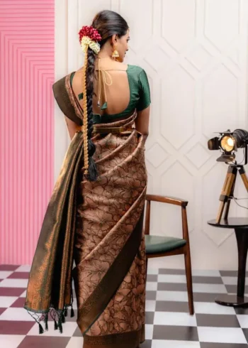 Butterfly Zari Work Banarasi Silk Saree for Wedding