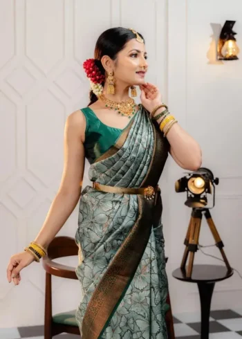 Butterfly Zari Work Banarasi Silk Saree for Wedding