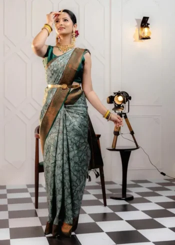 Butterfly Zari Work Banarasi Silk Saree for Wedding