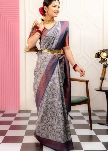 Butterfly Zari Work Banarasi Silk Saree for Wedding