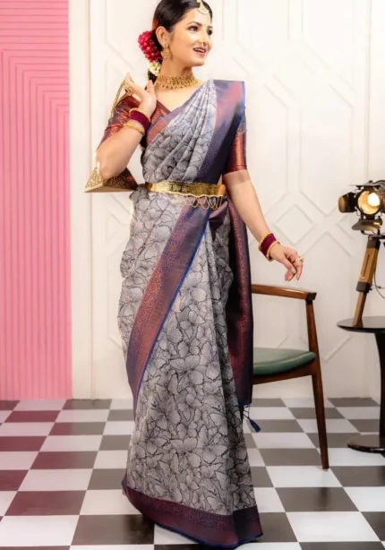 Butterfly Zari Work Banarasi Silk Saree for Wedding