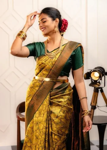 Butterfly Zari Work Banarasi Silk Saree for Wedding