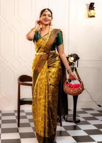 Butterfly Zari Work Banarasi Silk Saree for Wedding