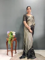 Chiffon Zari Woven Swarovski Diamond Work Stitched Saree