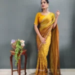 Chiffon Zari Woven Swarovski Diamond Work Stitched Saree