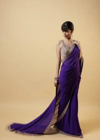 Buy Purple Colour Saree 2 Malaika Arora Embroidered Party Wear Saree