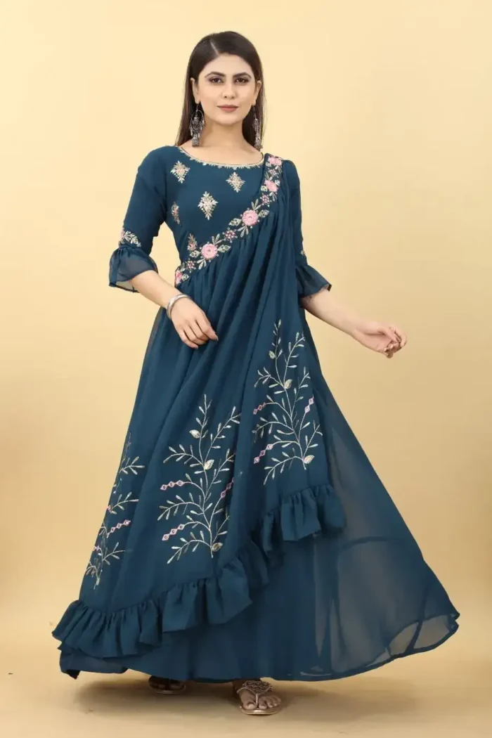 Three Wearing Style Georgette Designer Gown