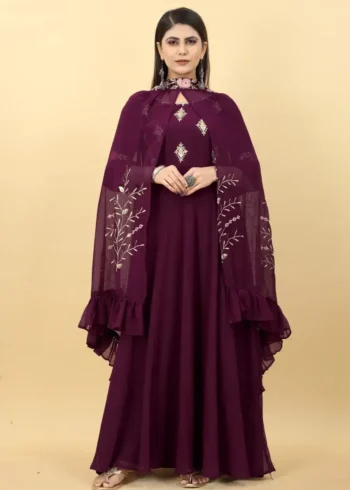 Three Wearing Style Georgette Designer Gown