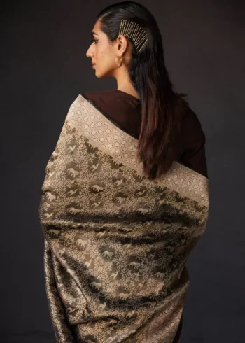Designer Zari Work Banarasi Silk Saree for Wedding