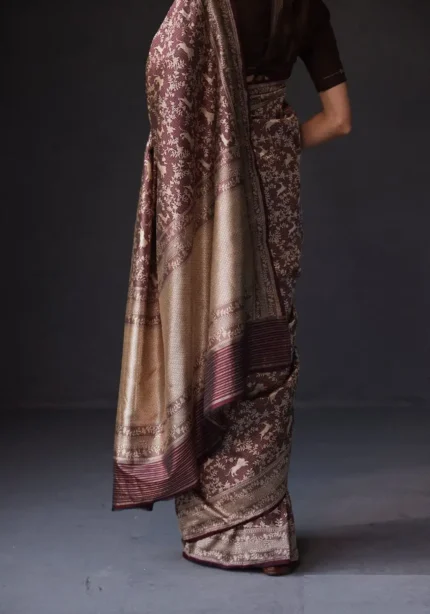 Designer Zari Work Banarasi Silk Saree for Wedding