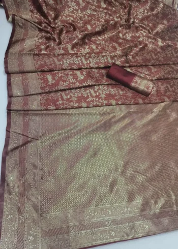 Designer Zari Work Banarasi Silk Saree for Wedding