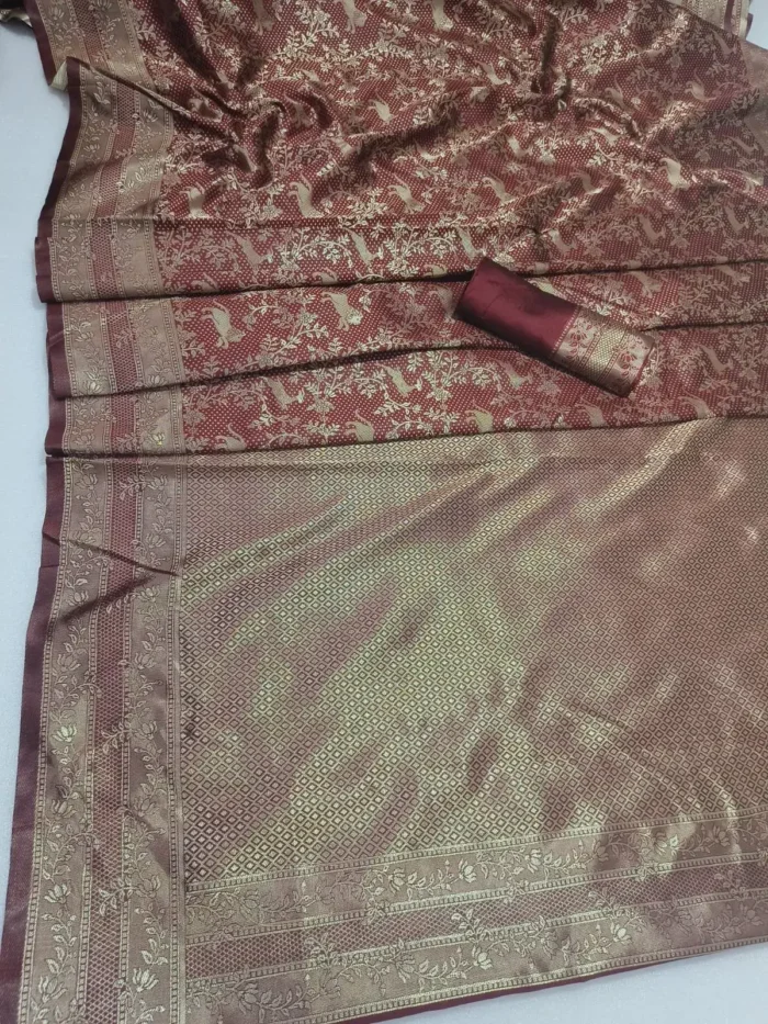 Designer Zari Work Banarasi Silk Saree for Wedding