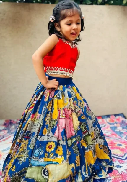 Fancy Lace Embroidered Faux Georgette Lehenga for kids