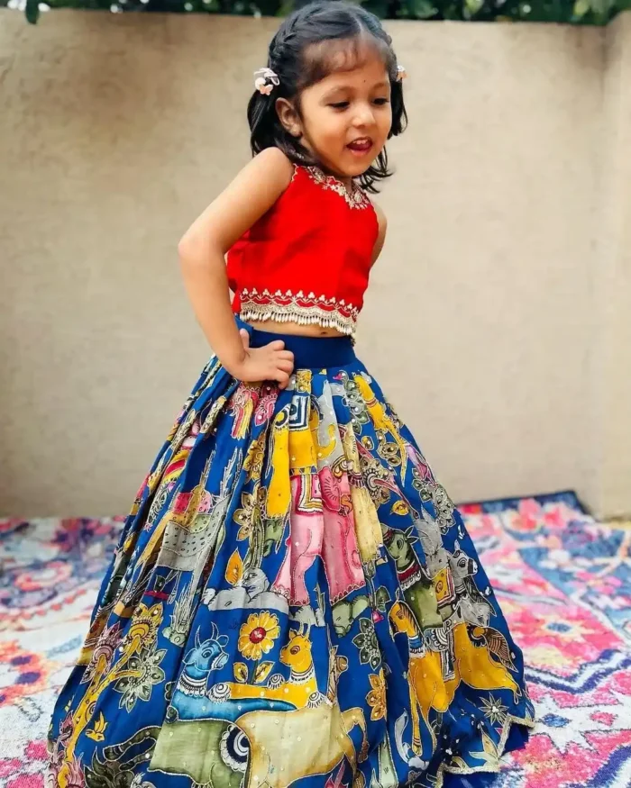 Fancy Lace Embroidered Faux Georgette Lehenga for kids