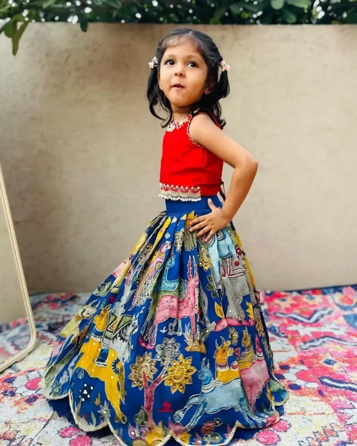 Fancy Lace Embroidered Faux Georgette Lehenga for kids