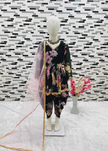 Faux Georgette Digital Printed Salwar Suit for Kids