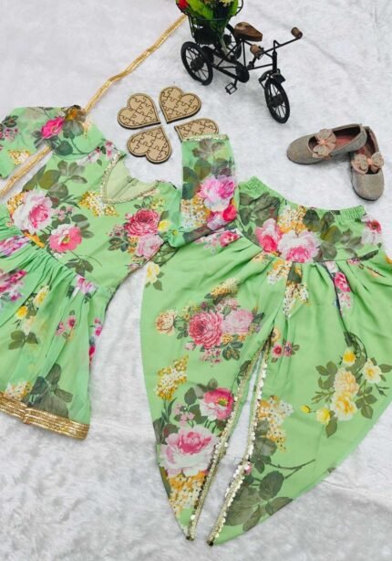 Faux Georgette Digital Printed Salwar Suit for Kids