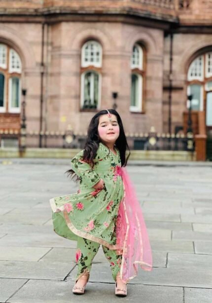 Faux Georgette Digital Printed Salwar Suit for Kids