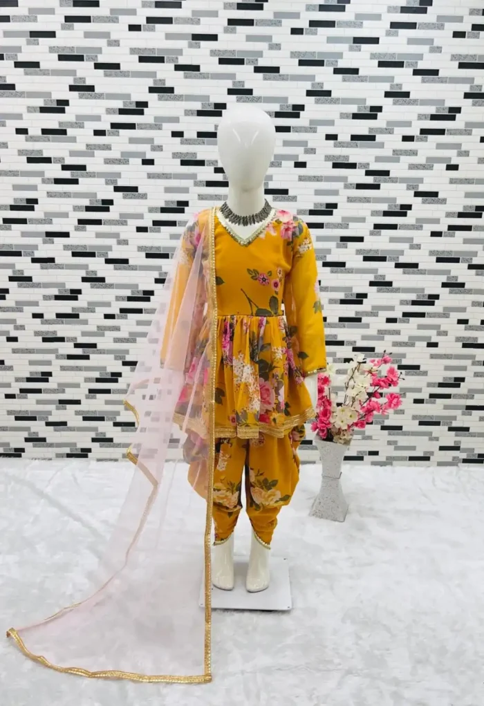 Faux Georgette Digital Printed Salwar Suit for Kids