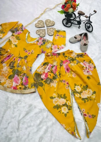 Faux Georgette Digital Printed Salwar Suit for Kids