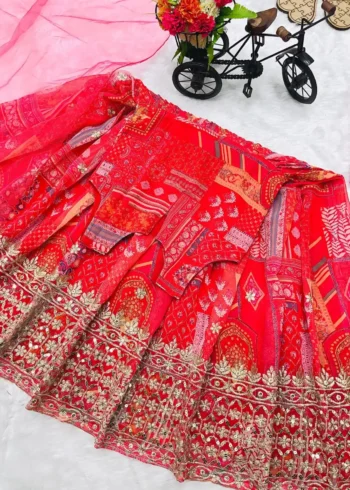 Faux Georgette Digital Printed Sequins Embroidered Gown for kids