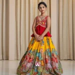 Faux Georgette Sequins & Crush work Kalamkari Lehenga for Kids
