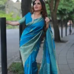 Firozi Colour Soft Lichi Silk Saree