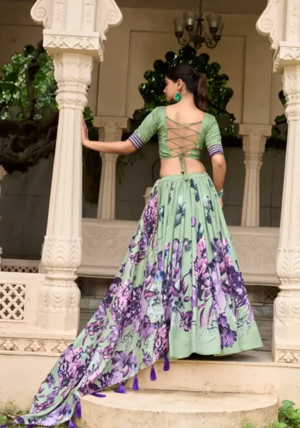 Floral Printed with Lace Touchup Lehenga Choli