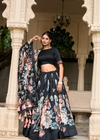 Floral Printed with Lace Touchup Lehenga Choli