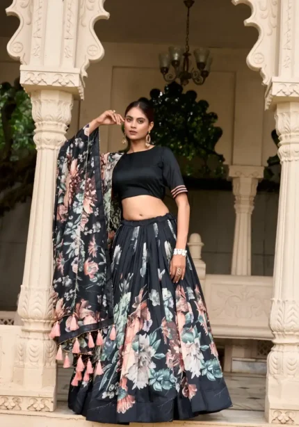 Floral Printed with Lace Touchup Lehenga Choli