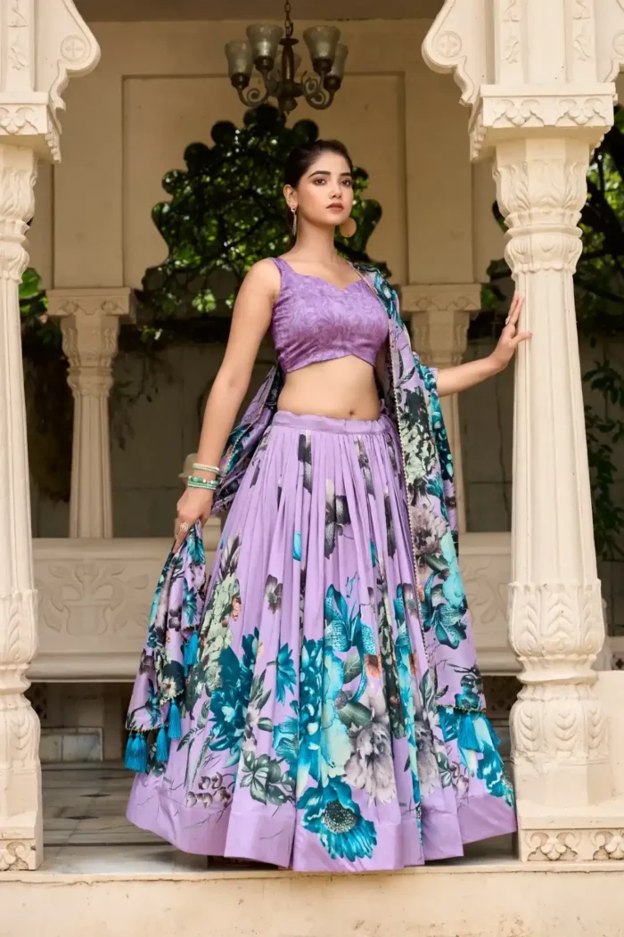 Floral Printed with Lace Touchup Lehenga Choli