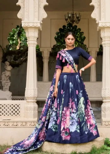 Floral Printed with Lace Touchup Lehenga Choli