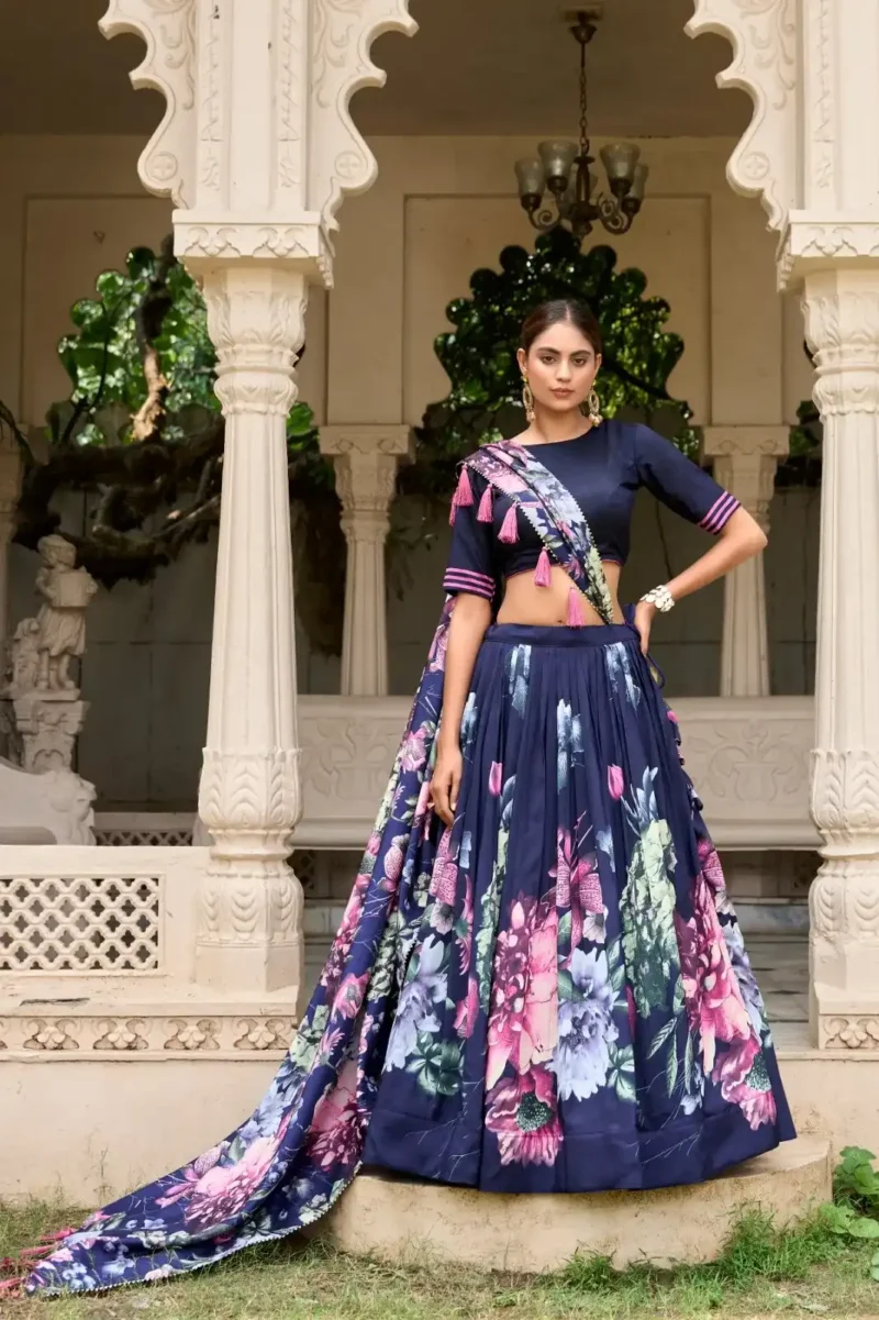 Floral Printed with Lace Touchup Lehenga Choli