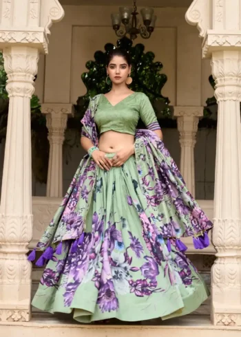 Floral Printed with Lace Touchup Lehenga Choli