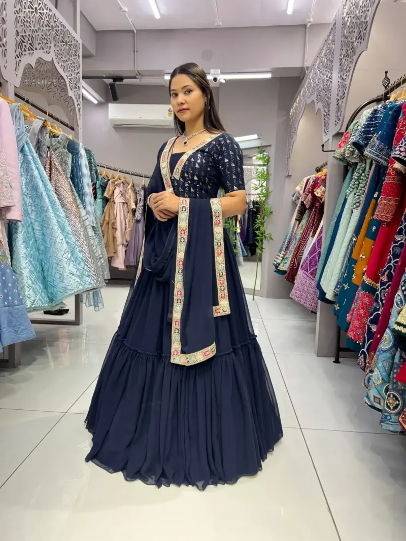 Navy Blue Party wear Stitched Lehenga Choli