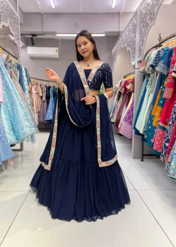 Navy Blue Party wear Stitched Lehenga Choli