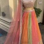 Georgette Multi Colour Jari and Sequins Embroidered party wear lehenga choli